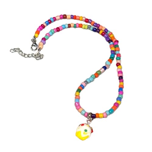 Handgewebte Perlen Halskette Strand Farbe Reis Perlen Kuchen Anhänger Halskette Für Weibliche Für Frauen Halshöhe Mode Schmuck Geeignet von Storage Bag
