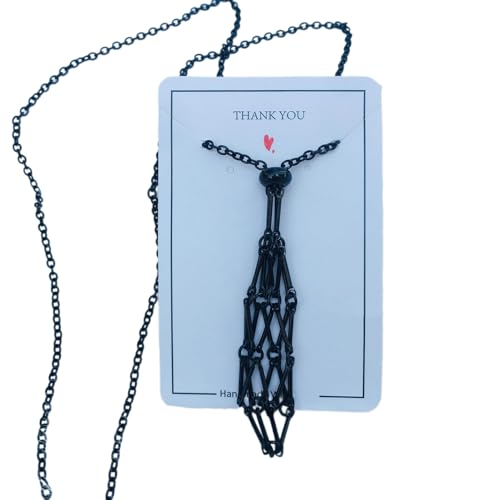 Kristallsteinhalter Halskette Verstellbares Kettengitter Anheizt Anhänger Halsketten Kristallkäfig Halskette Schmuck Für Frauen Männer Steinhalter Einstellbarer Kettennetz Pendel Anhänger Seil von Storage Bag