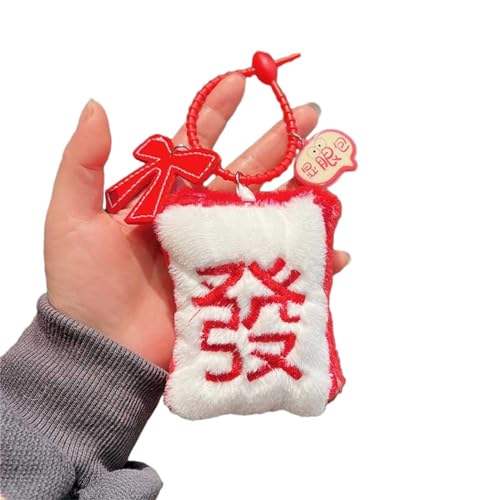 Mahjong Keychain Charm Plüsch Mahjong Anhänger Anhänger Bag Schlüsselringhänge Ornament Handys Charmedekorationen Für Neujahr Keychain Keyrings Telefon Für Beuteldekorationen von Storage Bag