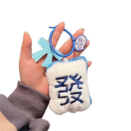 Mahjong Keychain Charm Plüsch Mahjong Anhänger Anhänger Bag Schlüsselringhänge Ornament Handys Charmedekorationen Für Neujahr Keychain Keyrings Telefon Für Beuteldekorationen von Storage Bag
