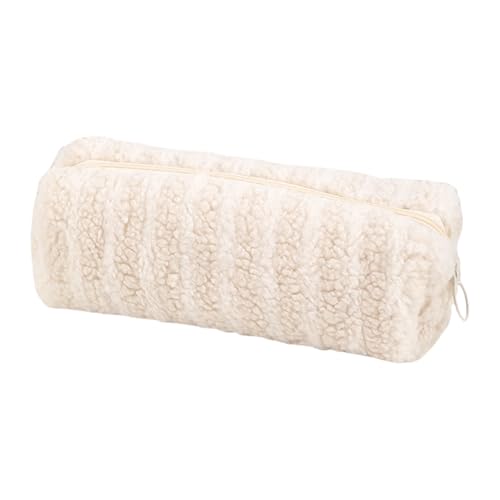 Mehrzweckstiftkoffer Großer Kapazität Plüsch Gestreifter Bleistiftkoffer Reißverschlussbeutel Make Up Tasche Für Mädchen Frauen Reisen Weiche Stifte Tasche von Storage Bag