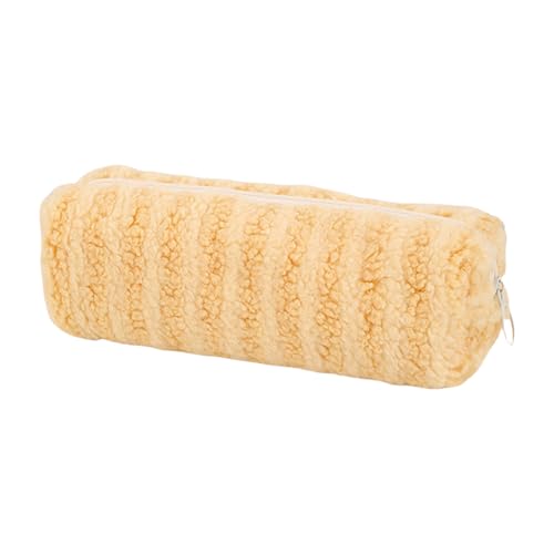 Mehrzweckstiftkoffer Großer Kapazität Plüsch Gestreifter Bleistiftkoffer Reißverschlussbeutel Make Up Tasche Für Mädchen Frauen Reisen Weiche Stifte Tasche von Storage Bag