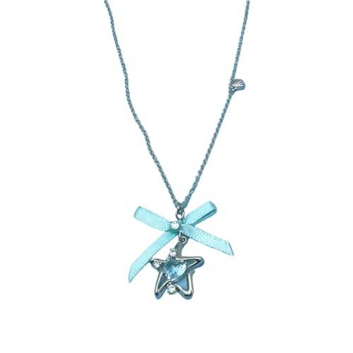 Mode Zirkonstern Herz Anhänger Halskette Süße Kühle Bowknot Schlangeblikaner Kette Verstellbarer Halskettenschmuck Einfache Halskette Halshalshalskette Für Frauen Männer Leicht Und Komfortabel von Storage Bag