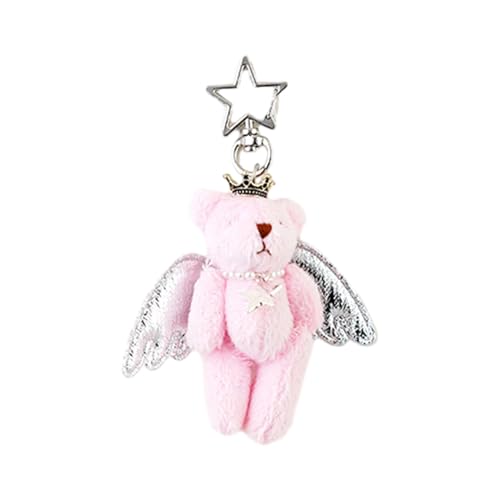 Netter Engelsbär Charme Schlüsselanhänger Süßer Süßer Anhänger Ausgestopfter Tiere Keyring Rucksack Dekoration Schmuck Für Frauen Mädchen Plüsch Bären Schlüsselbär Anhänger von Storage Bag