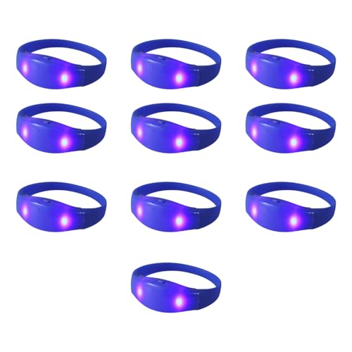 Packung Von 10 Sprachaktivierte Leuchtende Armbänder Farbenfrohe Silikon Armbands Blinken Leuchte Bangles Accessoire Für Kinder Multicolor LED Bänder von Storage Bag
