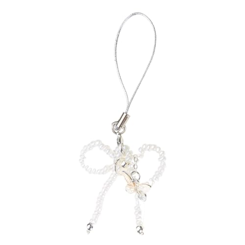 Perlen Bowknot Butterfly Telefon Charme Straps Autoschlüsselhänge Anhänger Mode Bag Dekoration Lanyard Geldbeutel Accessoires Süßes Perlen Bowknot Butterfly Telefon Zauberriemen Süßes Lanyard von Storage Bag