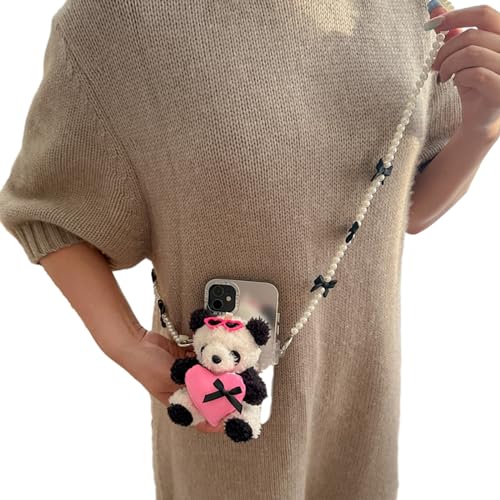 Plüsch Panda Charme Schlüsselanhänger Süße Süße Anhänger Auto Keyring Phone Dekoration Zurück Clip Fashion Schmuck Für Frauen Mädchen Tragbarer Süßer Panda Keychain Anhänger Langlebiger Multi von Storage Bag