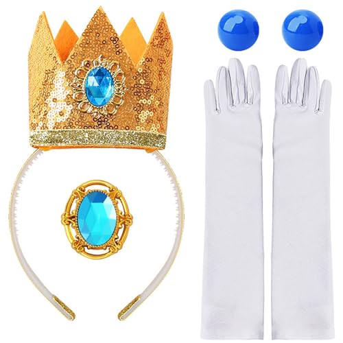 Prinzessin Crowns Accessoires Mädchen Prinzessin Cosplay Accessoires Kronen Stirnbänder Ohrringe Handschuhe Für Halloween Party Stirnbänder Star Form Magical Wechselhandschuhe Ohrringe Für Halloween von Storage Bag