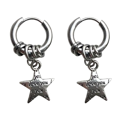 Punk Star Hoop Ohrringe Ohrschmuck Coolstar Drop Ohrringe Legierungsmaterial Hoop Für Mode Stürmer Personen Punk Drop von Storage Bag