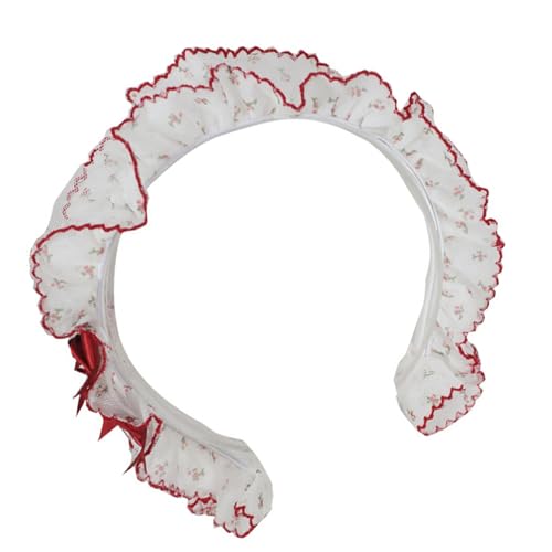 Rüschenspitzenverkleidungshaarband Mit Bogenknoten Und Blumenmuster Für Mode Anime Maid Rollenspiel Und Teaparty Accessoires Gekräuseltes Spitzenhaarband von Storage Bag