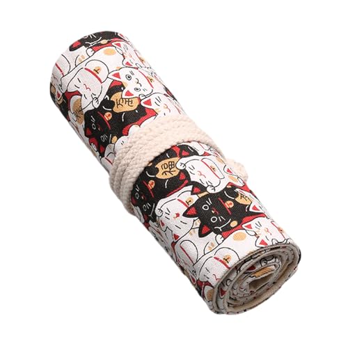 Storage Bag 24.12.36/48 Löcher Bleistiftbeutel Rolling Bleistift Hülle Schöne Tierrolle Leinwand Hülle Leinwand Große Kapazität Wickelrollbeutel von Storage Bag