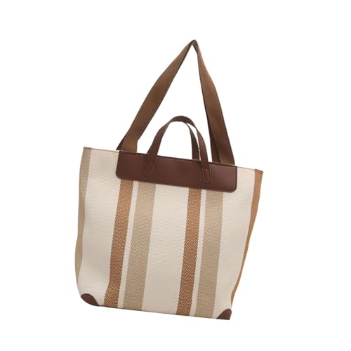 Storage Bag Damen Gelegenheits Umhängetasche Mit Mehrfarbig Gestreiften Muster Geräumiger Leinwand Handtasche Für Pendler Und Schülerinnen Der Frauen Umhängetasche von Storage Bag