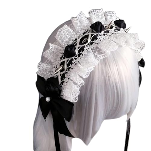 Storage Bag Devil Punk Niet Stirnband Spitzenspitzen Bogen Mit Spikeshaar Accessoire Für Erwachsene Besetzte Nieten Für Partys Nachtclubs Kopfbedecke Frauen Mode von Storage Bag