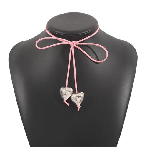 Storage Bag Einfache Herzheize Halskette Süßer Kühler Bowknot Schlangeschlagkette Koreanische Halskette Hochzeit Schmuck Für Frauen Mädchen Modisch von Storage Bag