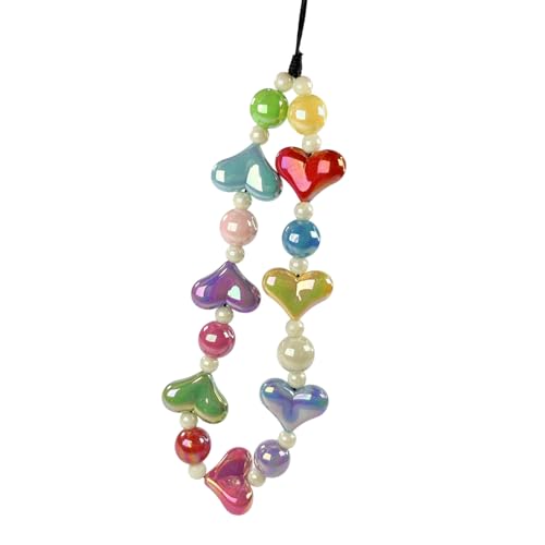 Storage Bag Elegante Handgefertigte Perlen Keychain Anhänger Handykette Gurt Mode Handy Seil Frauen Telefon Lanyard Schmuck Herzförmige Perlen Keychain von Storage Bag