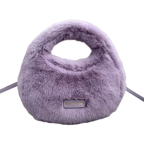 Storage Bag Frauen Pelzige Messenger Tasche All Matching Umhängetasche Winter Knödel Dumpling Bags Damen Crossbody Handtasche Frauen Plüsch Knödel Winter Crossbody Girls Furry Schulter von Storage Bag