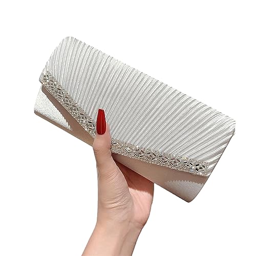 Storage Bag Frauen Plissierte Abendtasche Braut Clutch Party Prom Hochzeit Handtasche Crossbody Umhängetaschen Abnehmbarer Kettenbetreuung Abend Clutch Tasche von Storage Bag