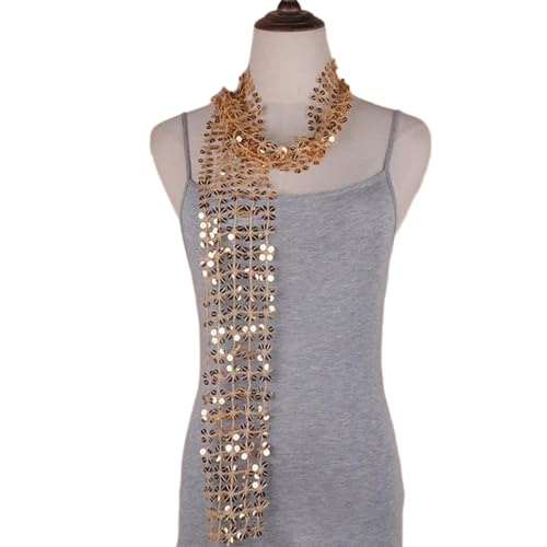 Storage Bag Funkelnde Schal Für Frauen Kettenkragen Vollständige Pailletten Nachtclub Party Raves Kostüm Blingbling Choker Disco Accessoires von Storage Bag
