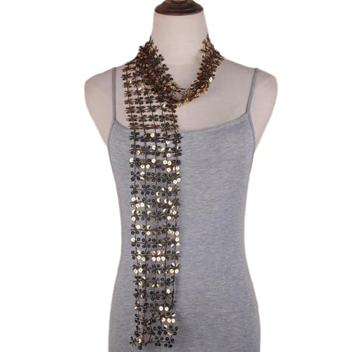 Storage Bag Funkelnde Schal Für Frauen Kettenkragen Vollständige Pailletten Nachtclub Party Raves Kostüm Blingbling Choker Disco Accessoires von Storage Bag