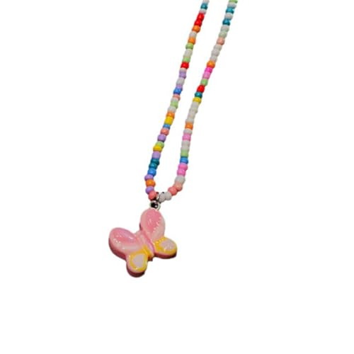 Storage Bag Harz Butterfly Perlen Halskette Mode Anhänger Halskette Verstellbarer Süßer Kühle Mädchen Schmuck Y2K Schlüsselblatt Kette Charming Design Verstellbarer Halsketten Handgefertigt von Storage Bag