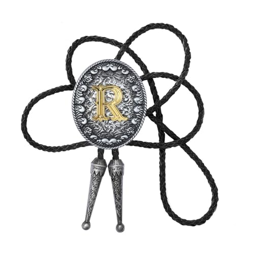 Storage Bag Herren Rodeos Bolotie Geflochtene Lederkabel Krawatte Mit Metall Anfänglicher Buchstaben Anhänger Verstellbarer Ketten Halskette Krawatte Verstellbare Halskette von Storage Bag