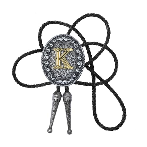 Storage Bag Herren Rodeos Bolotie Geflochtene Lederkabel Krawatte Mit Metall Anfänglicher Buchstaben Anhänger Verstellbarer Ketten Halskette Krawatte Verstellbare Halskette von Storage Bag