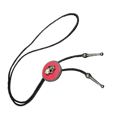 Storage Bag Herren Rodeos Bolotie Mit Metallschädel Anhänger Leder Kabel Krawatte Verstellbarer Ketten Halskette Für Western Mode Outfit Schädel Bolo Krawatte von Storage Bag