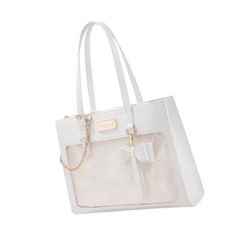 Storage Bag Japanisches Schulmädchen Süßer Bogenknoten Itabag Große Kapazität Transparente PU Umhängetasche Anime Pin Display Crossbody Handtasche Netter Bogenknoten Transparent Unterarmtasche von Storage Bag