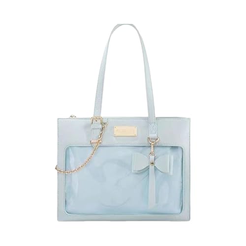 Storage Bag Japanisches Schulmädchen Süßer Bogenknoten Itabag Große Kapazität Transparente PU Umhängetasche Anime Pin Display Crossbody Handtasche Netter Bogenknoten Transparent Unterarmtasche von Storage Bag