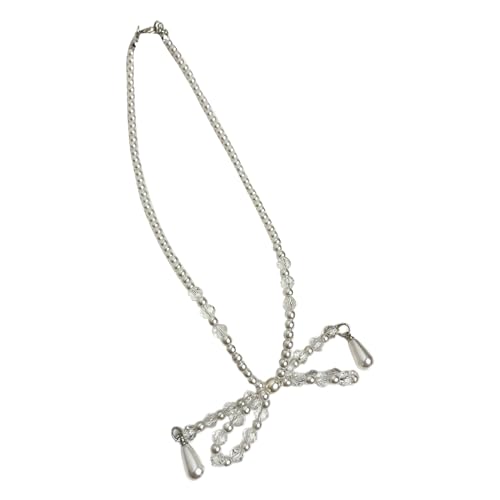Storage Bag Kristallperlen Bogen Halskette Bogenknot Anhänger Heckketten Modische Schlüsselbeutel Kette Lebendige Frauen Mädchen Halshöckchen Juwelier Eckung Halskette von Storage Bag
