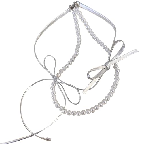 Storage Bag Mode Leder Bowknot Anhänger Halskette Doppelschicht Collarbone Choker Chain Schmuck Für Frauen Und Mädchen Frauen Halskette von Storage Bag