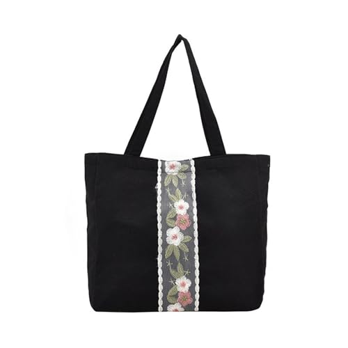 Storage Bag Moderne Großkapazität Handtasche Für Frauen Bestickte Leinwand Umhängetasche Freizeitstasche Einkaufstasche Achselstickte Blumen Leinwand von Storage Bag