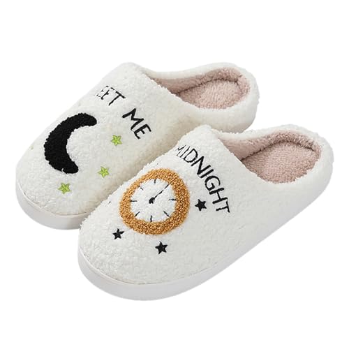 Storage Bag Moon Clock Slipper Neuheit Lustige Hausschuhe Weiche Plüsch Gemütlichen Innen Freien Verschwinden Geschenke Für Frauen Männer Und Mädchen Hausschuh Schuhe von Storage Bag