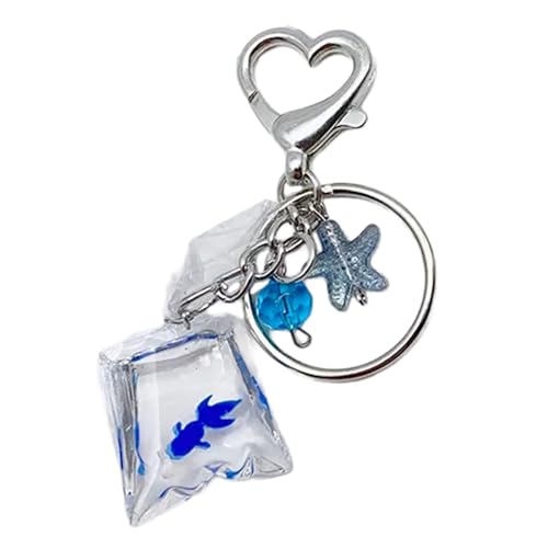 Storage Bag Niedliche Fischbeutel Charme Schlüsselbund Schöne Seesternverzierung Frauen Auto Keyring Rucksack Handtasche Anhänger Schlüsselhalter Dekoration Neujahrsgeschenk von Storage Bag
