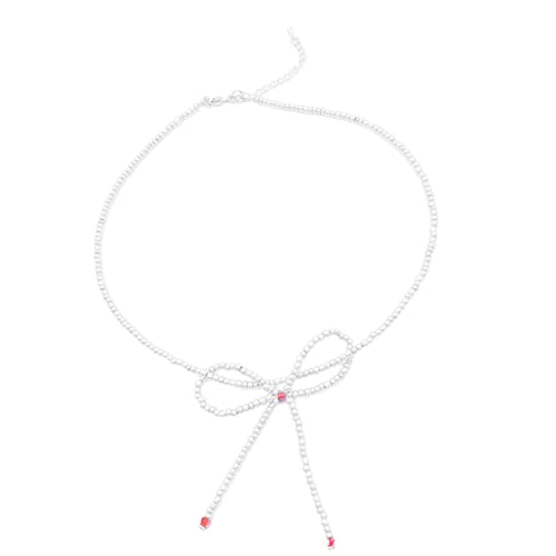 Storage Bag Stilvolle Modische Perlen Halskette Zarte Bowknot Halskette Party Hals Schmuck Schlüsselbeutel Kette Perfekte Geschenk Für Frauen Mädchen Mode Schlüsselbein Kette von Storage Bag