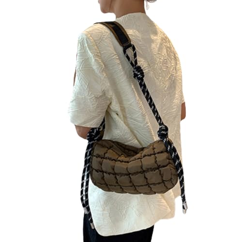 Storage Bag Stilvoller Rhombus Tasche Leichtes & Geräumiges Frauen Umhängetasche Trendy Space Baumwollhandtasche Falten Haltbarer Weicher Schulter Nylon Leicht Verstellbares Gurt von Storage Bag