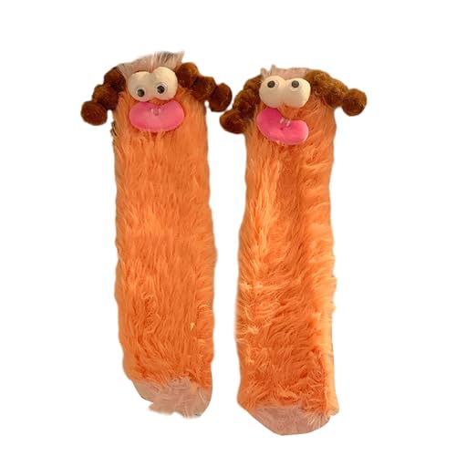 Süße Cartoon Doll Crew Socken Frauen Dicker Fuzzy Gemütliche Slipper Socken Warmes Weiches Winter Plüsch Home Schlafgeschenke Frauen Fuzzy Non Slip Grippers Velvets Booties von Storage Bag