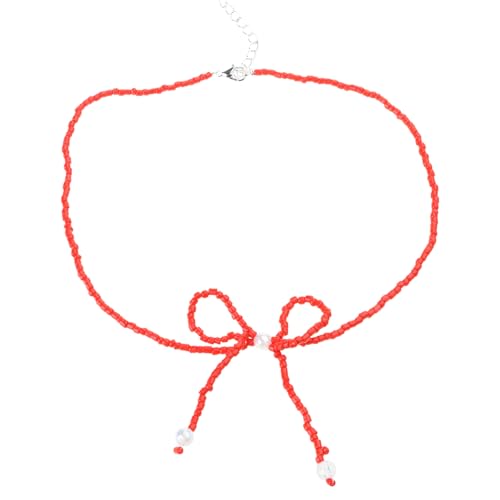 Storage Bag Trendy Bow Schlüsselbeinkette Für Frauen Mädchen Farbenfrohe Perlen Halskette Handgefertigte Halskette Verstellbar von Storage Bag