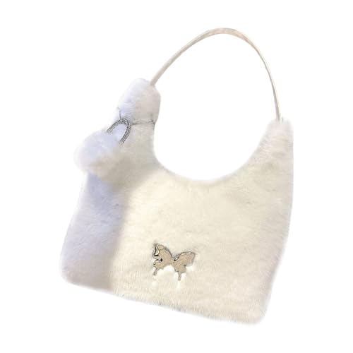 Storage Bag Winter Pelzige Taschen Für Frauen Plüsch Fuzzy Umhängetasche Elegante Und Stilvolle Handtaschen Schmetterlingsdekoration Für Den Täglichen Gebrauch Fuzzy Geldbörse von Storage Bag