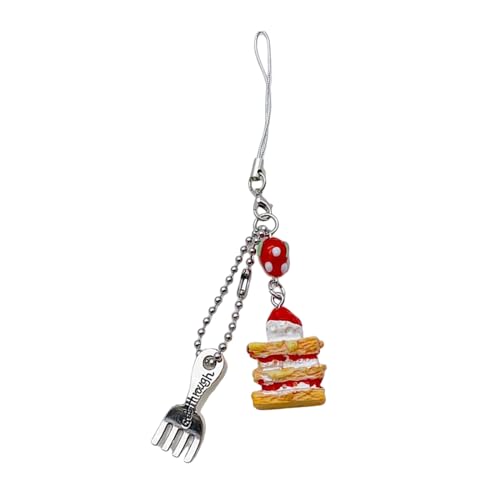 Süßer Kuchen Ice Cream Löffel Gabel Fork Telefon Charme Straps Schlüsselhänge Anhänger Anhänger Modetasche Dekoration Lanyard Geldbeutel Accessoires Netter Kuchen Eislöffel Gabel Fork Telefon Charm von Storage Bag