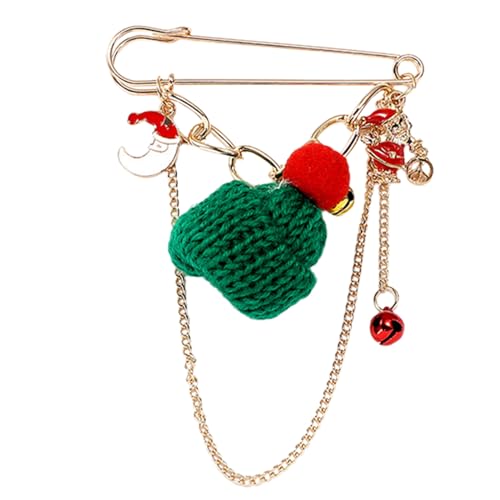 Weihnachten Brosche Weihnachtsmütze Schneemann Sicherheitsstifte Cartoon Bag Kette Broschen Urlaub Schmuck Geschenke Für Frauen Männer Kinder Weihnachtshut Pin von Storage Bag