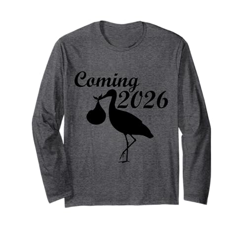 Storch Coming 2026 Baby Ankündigung Langarmshirt von Storch Baby Ankündigung Familienfreude