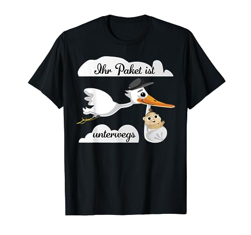 Baby ist unterwegs Storch schwanger werdende Mama Geschenk T-Shirt von Storch Baby Werdende Eltern Schwangerschaft Kinder