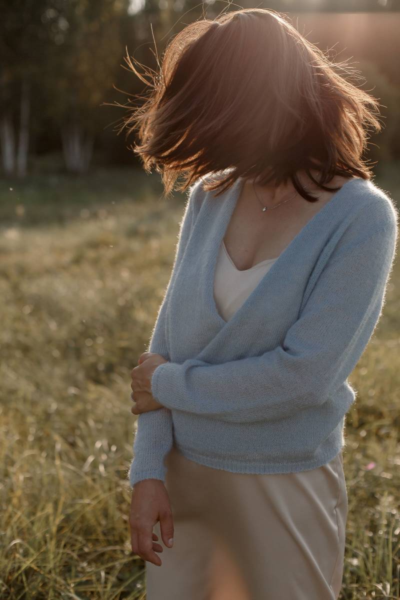 Handgestrickte Mohair Seide Strickjacke Chunky Ballet Wrap von StoreByAnka