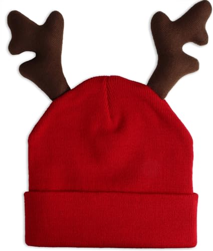 Storfisk fishing & more Rentier Elch Weihnachtsmütze gestrickt mit ausgepolstertem Stoff-Geweih von Storfisk fishing & more