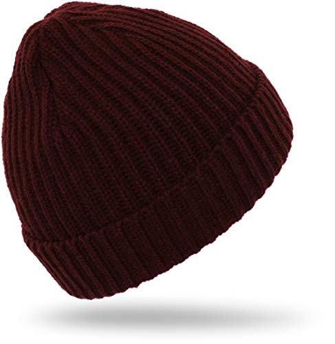 Storfisk fishing & more Winter Strickmütze Beanie mit Umschlag, weicher Materialmix mit Elasthan, Farbe :Bordeaux von Storfisk fishing & more