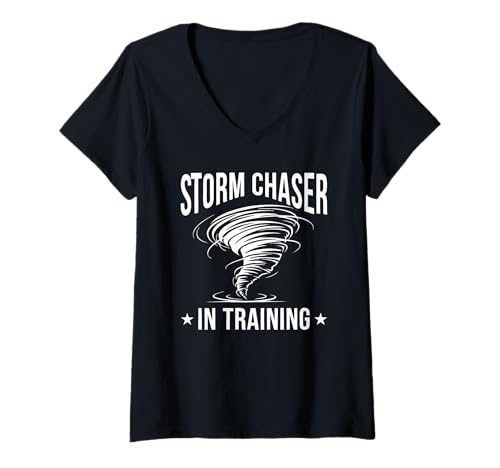 Damen Storm Chaser In Training Meteorologe Storm Chaser Wetter T-Shirt mit V-Ausschnitt Damen Storm Chaser In Training Meteorologe Storm Chaser Wetter T-Shirt mit V-Ausschnitt von Storm Chaser Stormy Weather Gifts