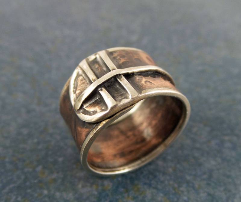 Rustikaler Ring Aus Kupfer Und Silber Rustikaler Ring Aus Kupfer Und Silber von StormFlightDesigns