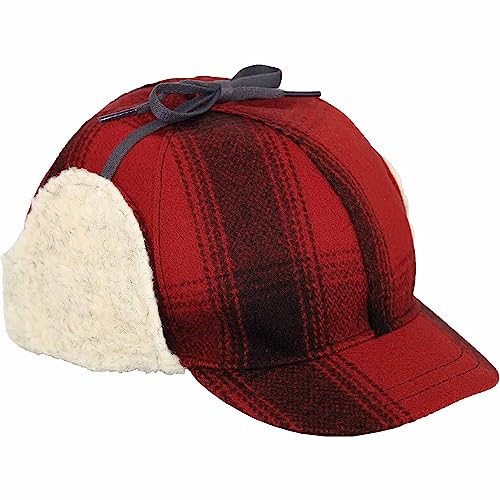 Stormy Kromer Snowdrift Cap - Isolierte Wolle Wintermütze mit Ohrenklappen, Rot/Schwarz kariert, XL von Stormy Kromer