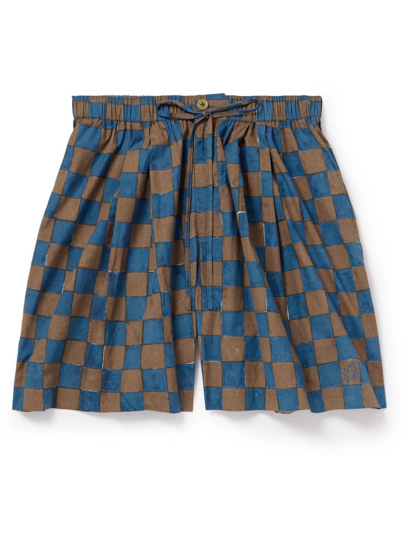 Story Mfg. - Bridge Checked Organic Cotton Drawstring Shorts - Men - Blue - XL von Story Mfg.